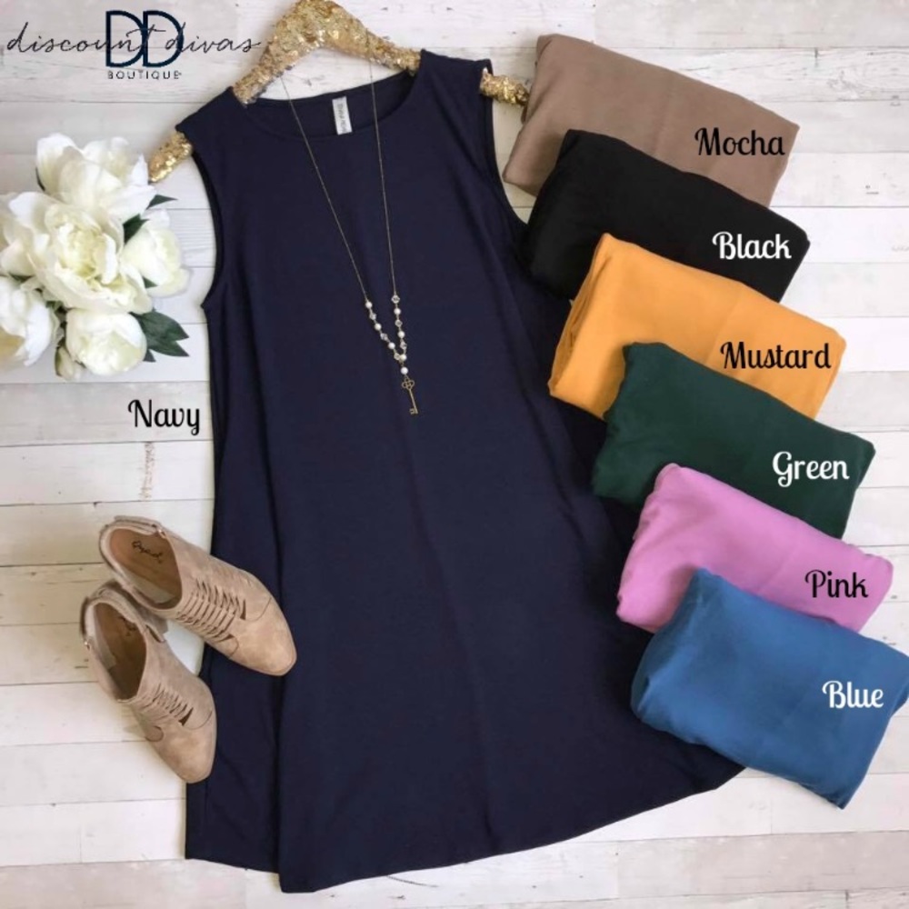 Boutique (Zenana): Navy Basic Tank Swing Dress